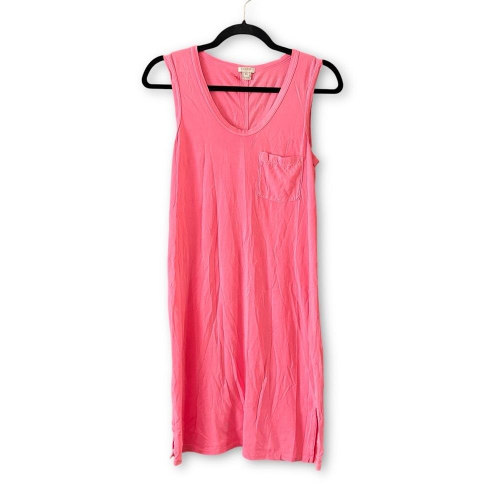 J. Crew Factory Neon Pink Cotton Tank Mini Dress Size XS Flawed Preppy Summer